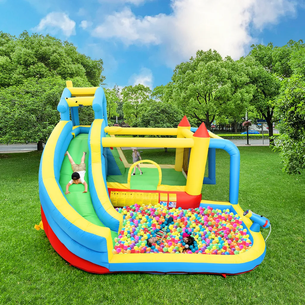 Parc aquatique gonflable 364x315cm avec toboggan sec et eau