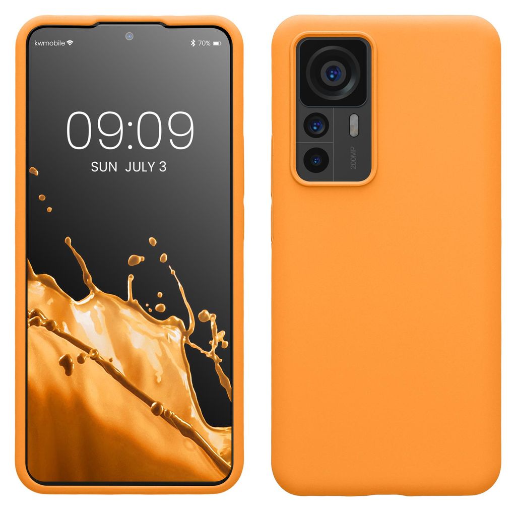kwmobile Handyhülle für Xiaomi 12T / 12T Pro Hülle - Case Silikon - Kabelloses Laden - Schutzhülle Cover in Fruity Orange