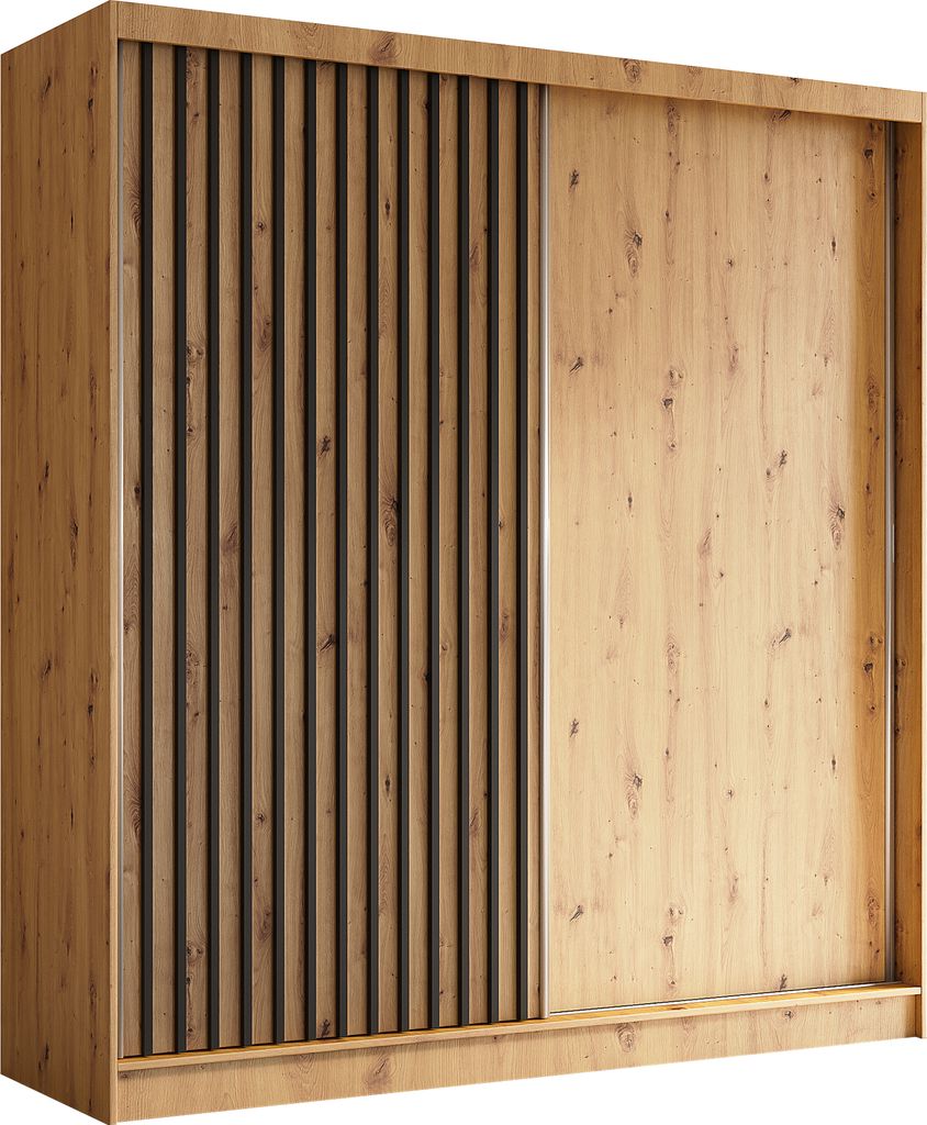 A wardrobe with sliding doors.