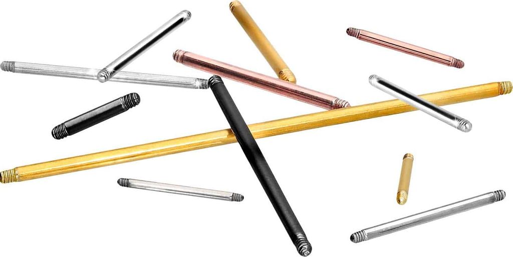 Zungenpiercing, Intim-Piercing Titan Barbell ohne Kugeln Gold Stablänge: 16mm | Stabstärke: 1,6mm