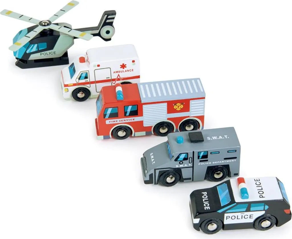 Véhicules de secours bois : Set robuste Tender Leaf sans plastique