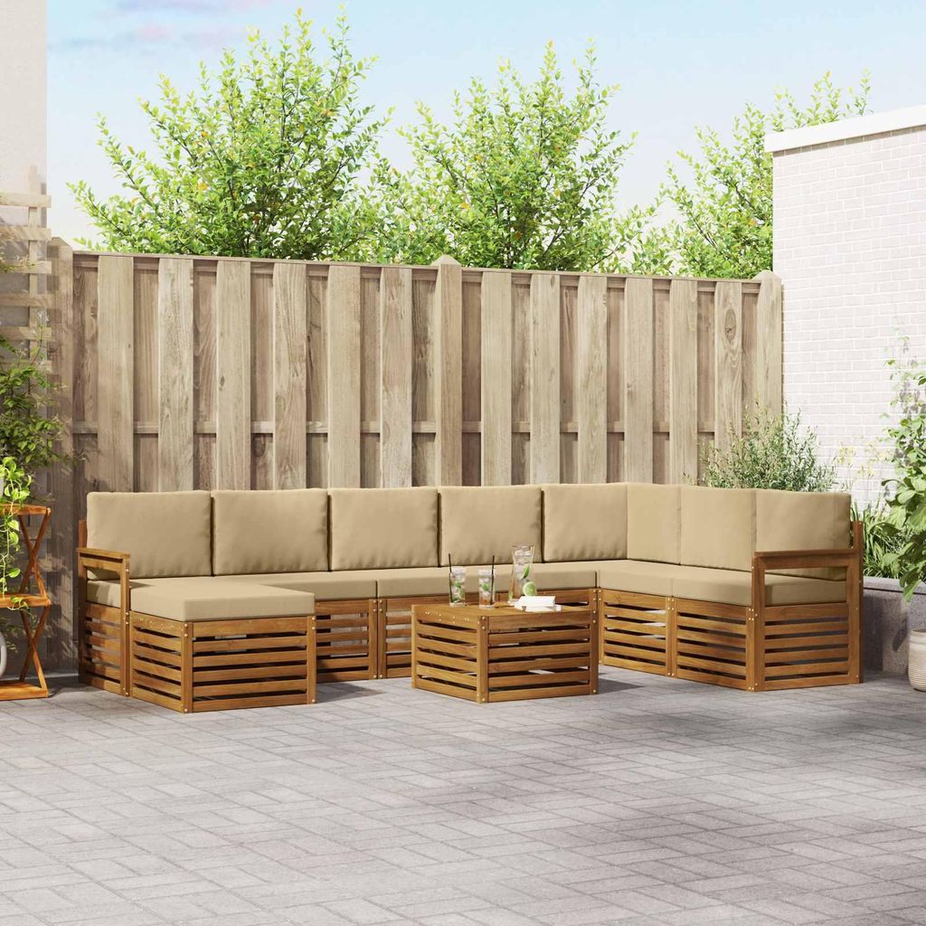 "Neues Produkt" Sofagarnituren - CLORIS - Terrassen-Sofa - 9 pcs - Natur und Beige Massivholz Akazie - Modern Gartensofas V2171