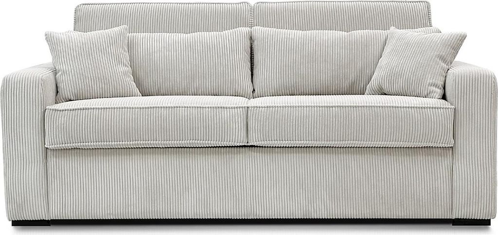 Express 3-Sitzer Schlafsofa in cremefarbenem Stoff - Schlafbereich 140 cm - Matratze 16 cm - MONDOVI