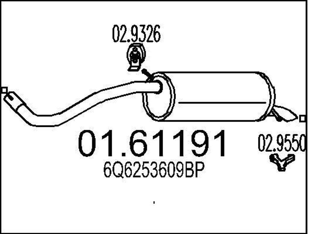 MTS 01.61191 Endschalldämpfer für VW POLO (9N) Auspuff