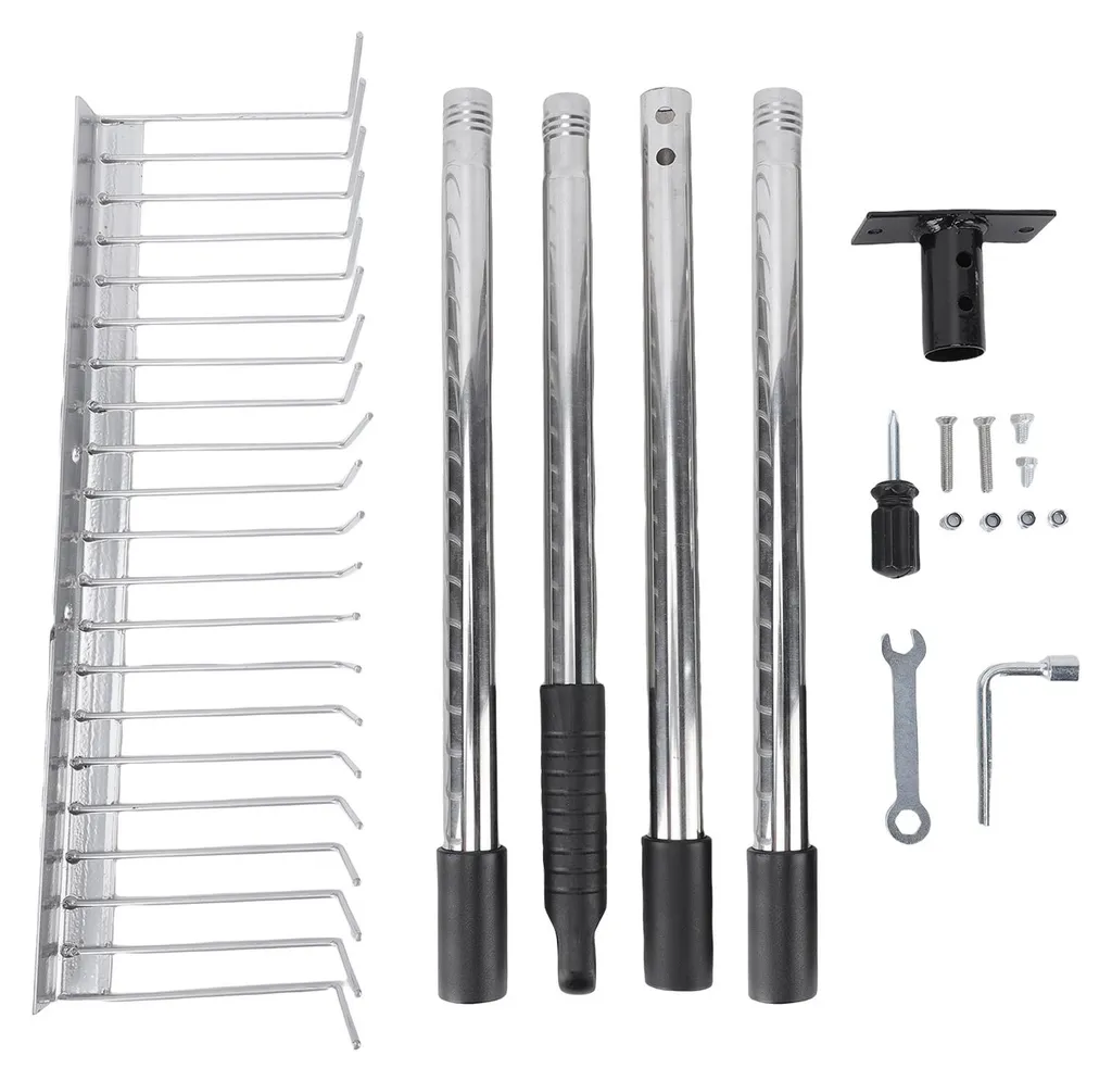 Râteau de jardin 21 dents en métal avec long manche ergonomique DIY
