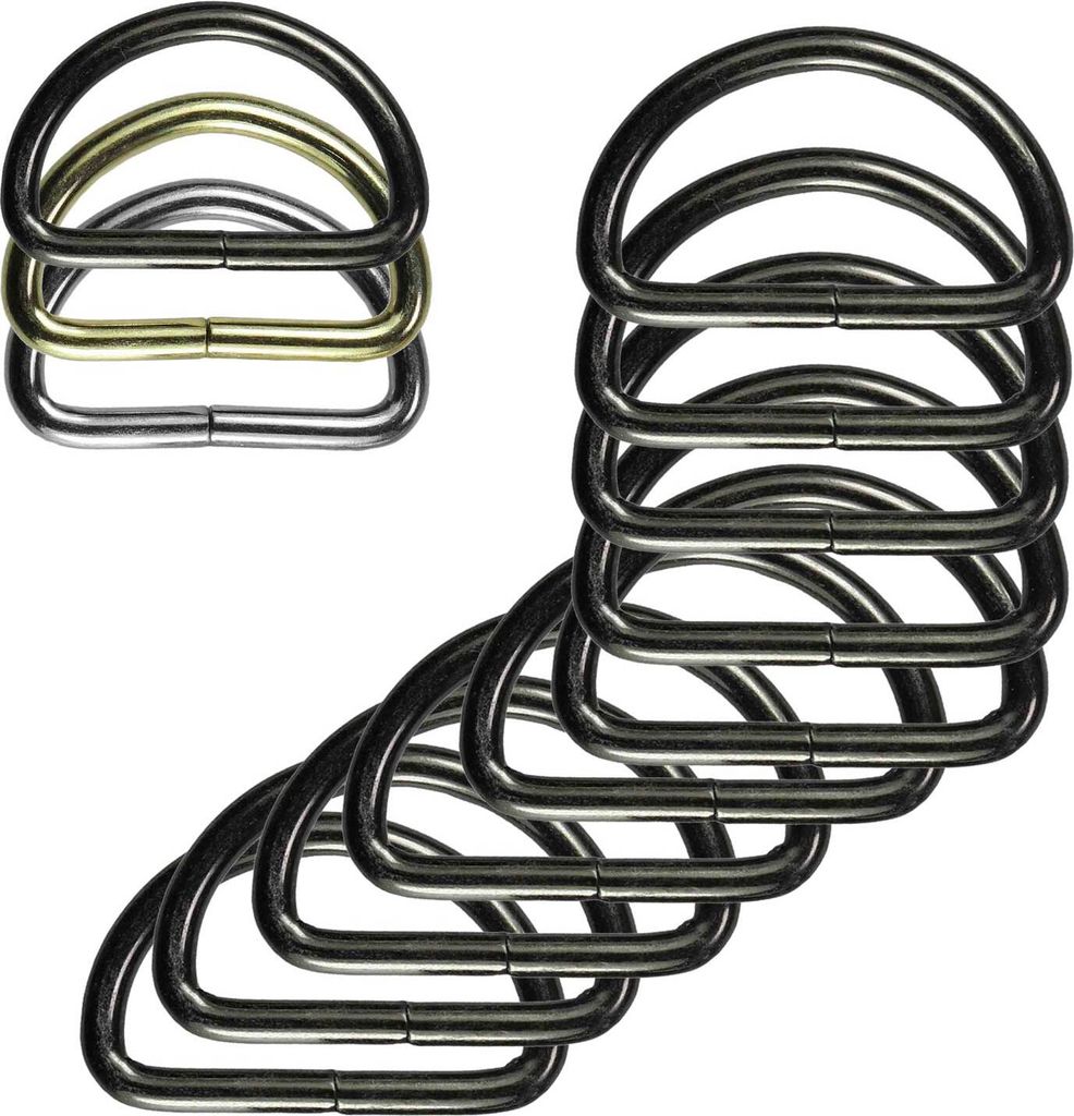 10 stabile Halbringe D-Ringe Metallring Halbrund Ring Größen- /Farbwahl, Farbe:anthrazit, Größe:40 (32) x 25 x 4 mm