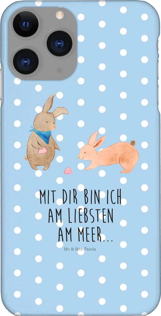 Mr. & Mrs. Panda Iphone 11 Pro Handyhülle Hasen Muschel - Blau Pastell - Geschenk, Muttertag, Best Friends, Beste Freundin, Premium Kunststoff, St...