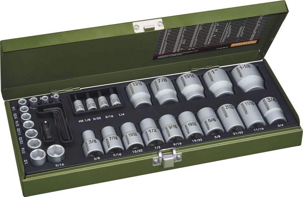 Proxxon Spezial-Steckschlüsselsatz für zöllige Schrauben 36-teilig