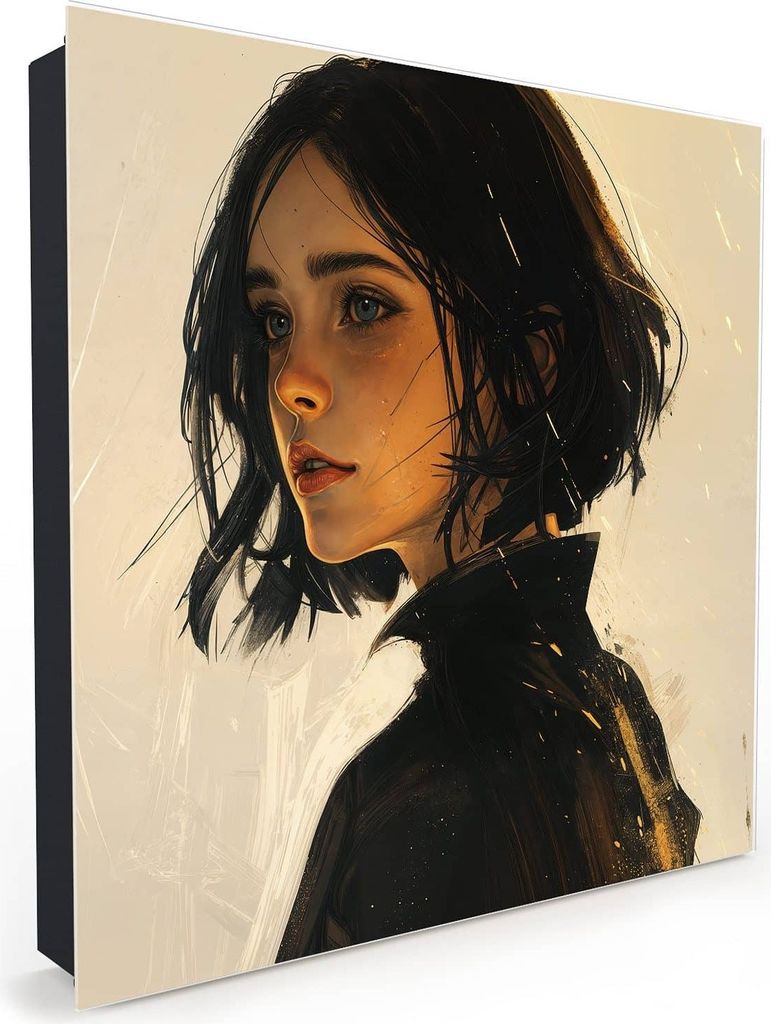 Nachbildung-Schlüsselkasten, Magnetpinnwand und Memoboard mit Glasfront Motiv Porträt junge Frau