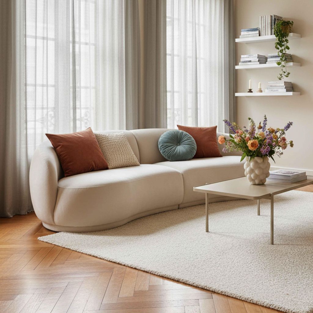 3-Sitzer-Sofa aus beigem Stoff L 266 cm - Oviala Harper