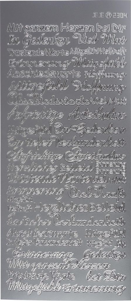 JEJE Reliefsticker Mitgefühl 10x23 cm Aufkleber Sticker Basteln Scrapbooking Silber