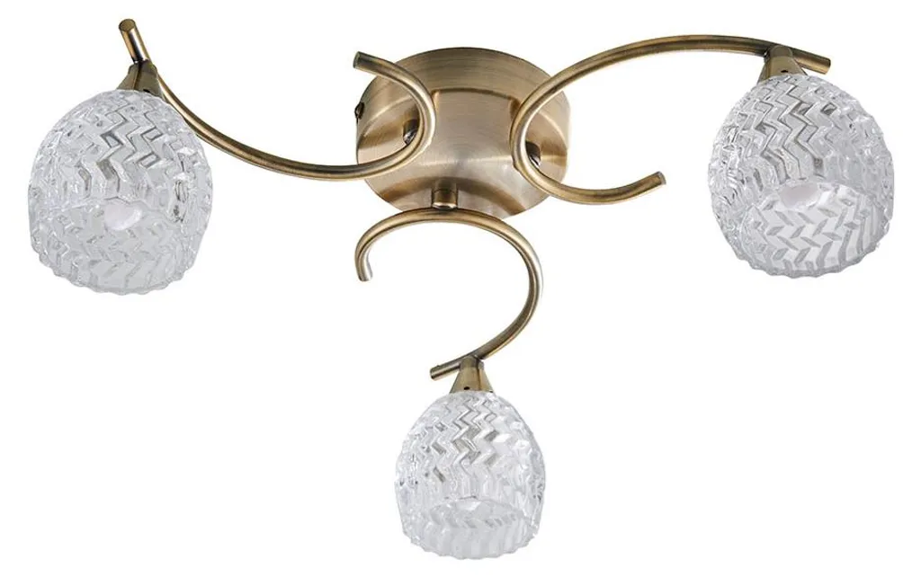 Luminaire suspension 3 lumières G9 en laiton antique, métal Endon 40cm