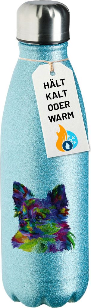 Huuraa Trinkflasche Chihuahua Colorful 500ml Blue Edelstahl Wasserflasche Trinkflasche Geschenkidee