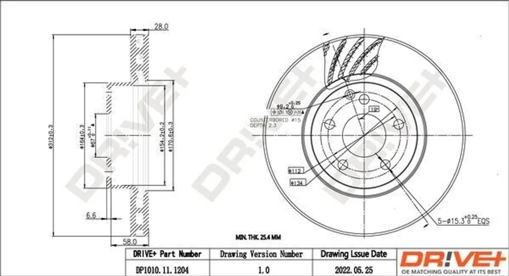Disque de Frein Avant Ventilé pour Mercedes Classe E W211 et S211 Dr!ve+