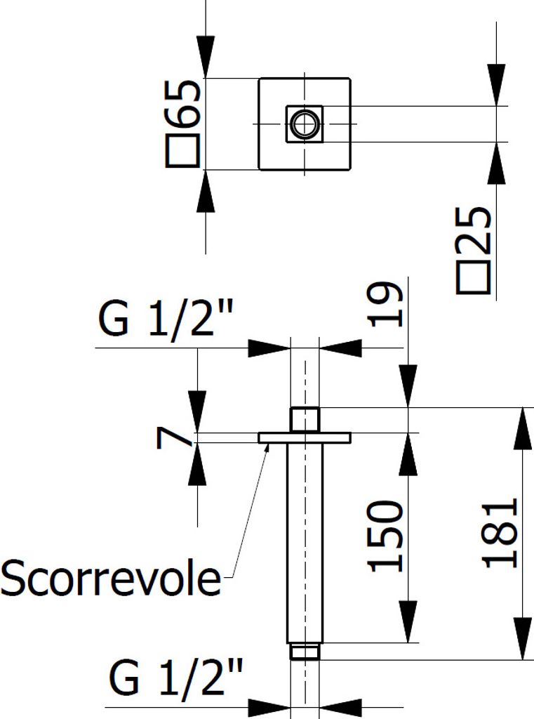 CEILING BRASS Duscharm,15cm, Messing/chrom