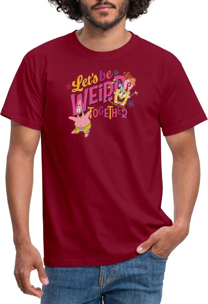 Spreadshirt SpongeBob Schwammkopf Patrick Gary Freundschaft Männer T-Shirt, XXL, Ziegelrot