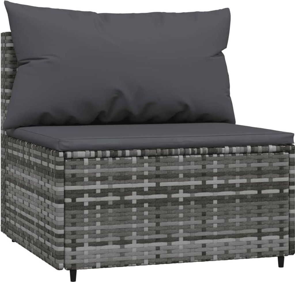 vidaXL Canapé de jardin central avec coussins Gris Poly Image du produit 