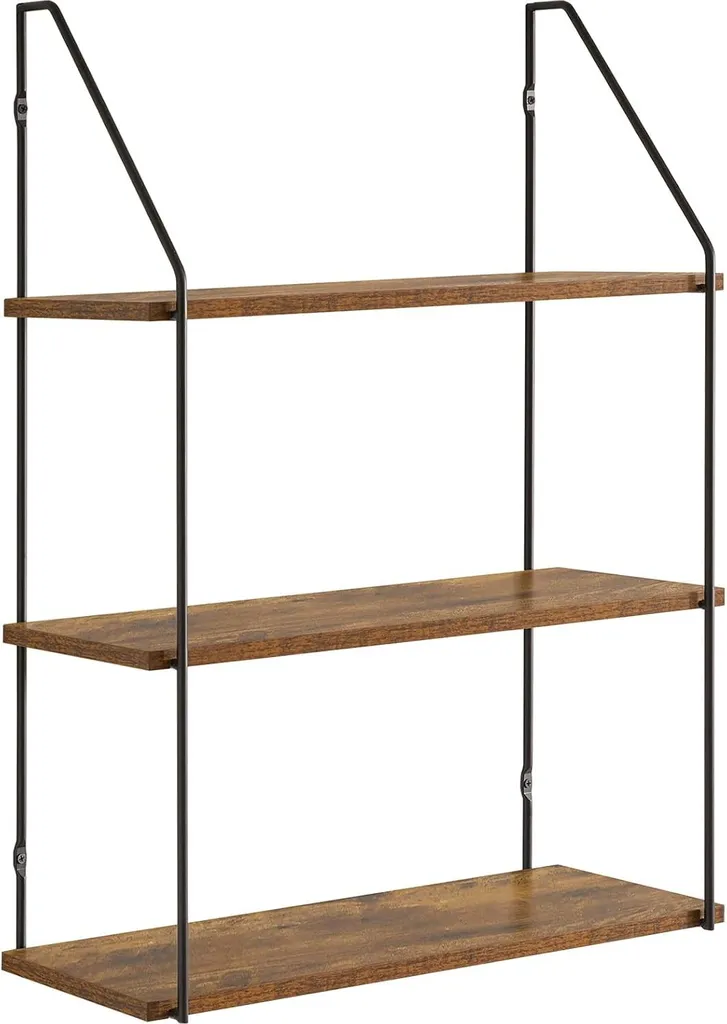 Étagère de cuisine murale bois et métal pour épices et bocaux, 3 niveaux