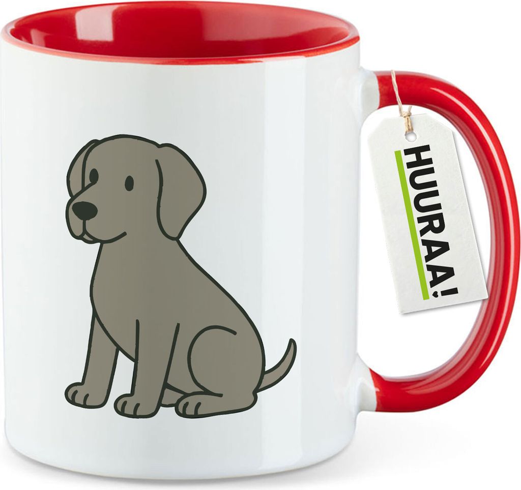 Huuraa Kaffeetasse Weimaraner Comic Weimi 330ml Rot Keramik Kaffeebecher Geschenkidee