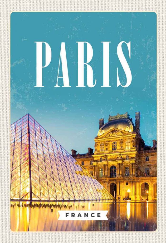 vianmo Holzschild 30x20 cm Paris Frankreich Nacht Architektur