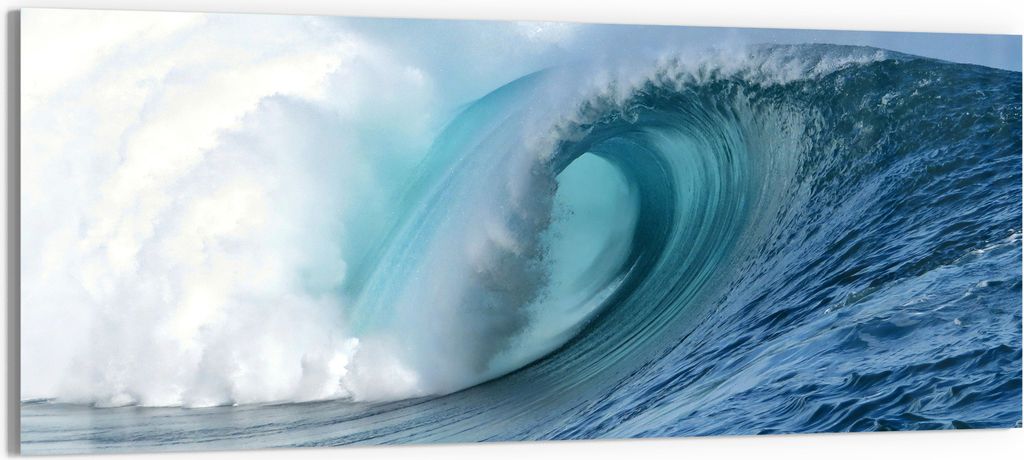 DEQORI Glasbild Echtglas 150x60 cm 'Welle der Ewigkeit' Wandbild Bild modern Deko