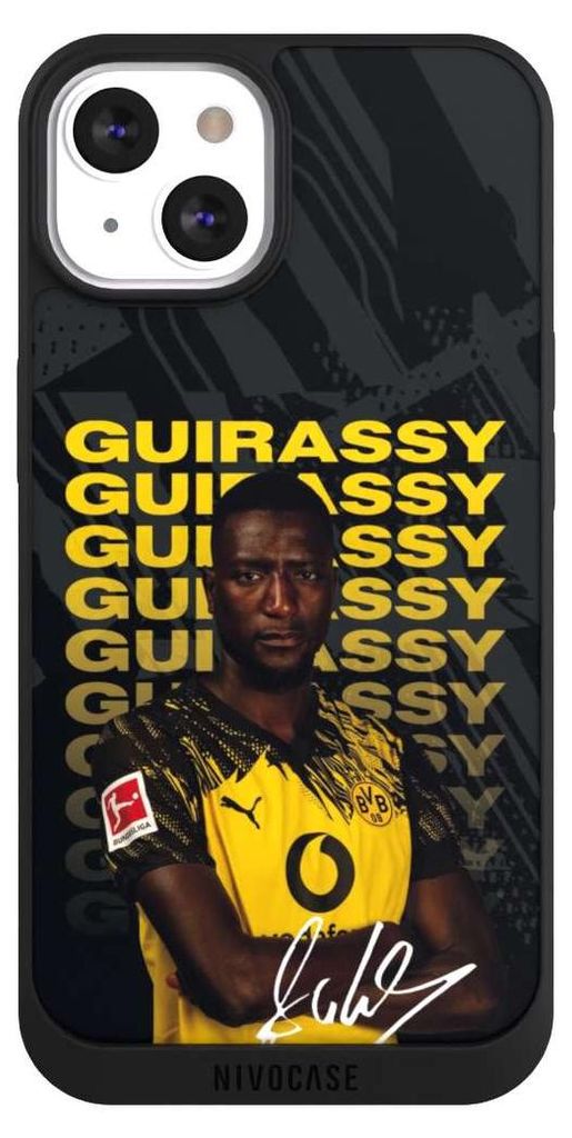 NIVOCASE Handyhülle für Apple iPhone 13 Hülle NIVOpure Case Schwarz BVB Borussia Dortmund Serhou Guirassy