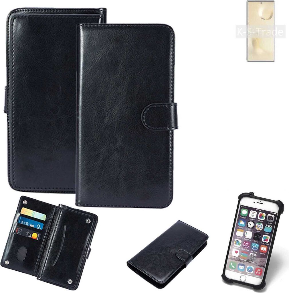 K-S-Trade 360° Hülle kompatibel mit Xiaomi Mi MIX Fold 2 schwarz Kunstleder Case BookCase WalletCase Kunstlederederhülle Handyhülle, Rundumschutz