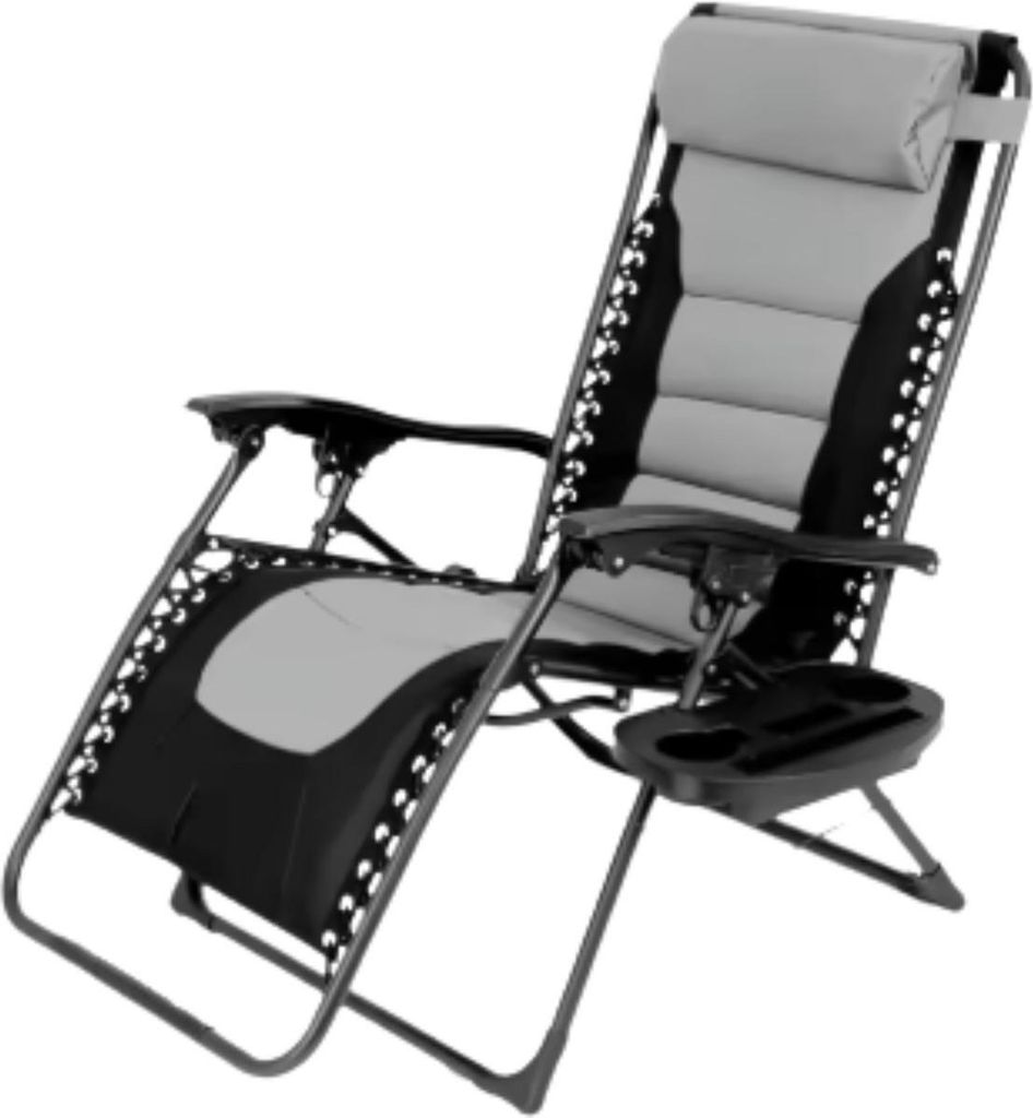 Gepolsterter Zero Gravity Lounge Chair - Gartenstuhl - Liegestuhl - Für Terrasse und Garten - Klappbarer Sessel mit verstellbarer Kopfstütze, Get...