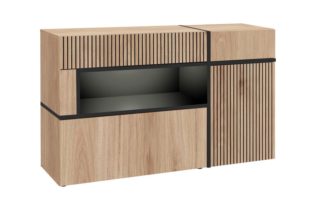 Komoda kombinowana CELINE – hickory jackson/czarna Zdjęcie produktu 