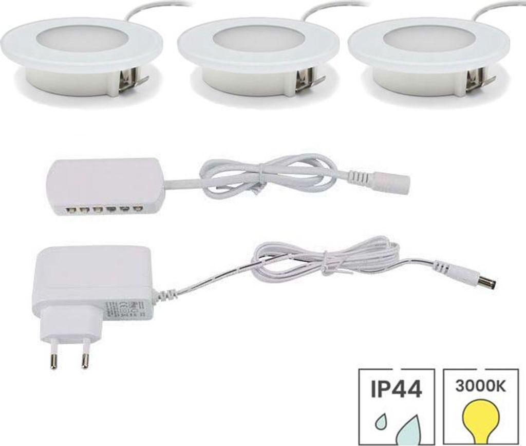 LED-Einbauleuchten | 3er-Set LED-Downlights | 1,5 Watt | 3000K modernes Warmweiß | rund