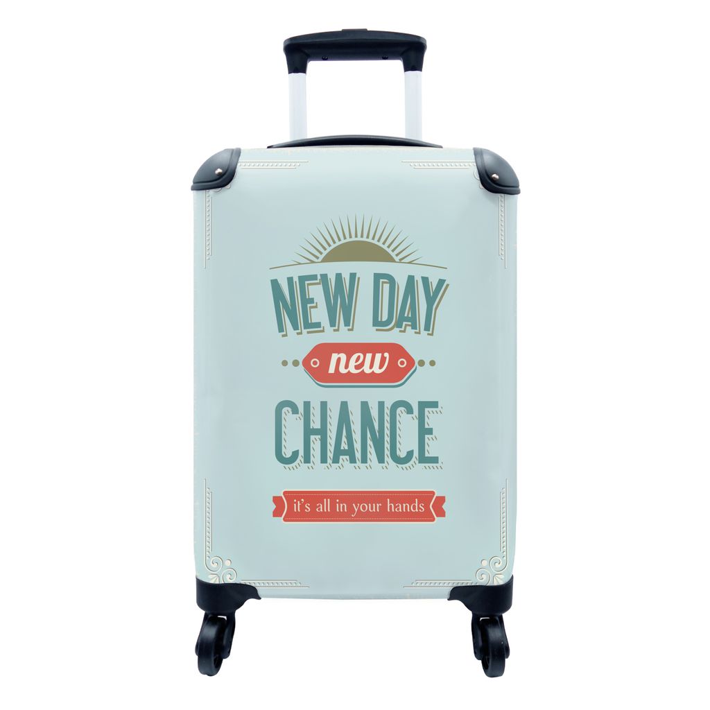 MuchoWow Koffer Handgepäck Trolley Rollkoffer Kleine Reisekoffer mit 4 Rollen - Zitate - 'Neuer Tag, neue Chance, alles liegt in deiner Hand' - ...