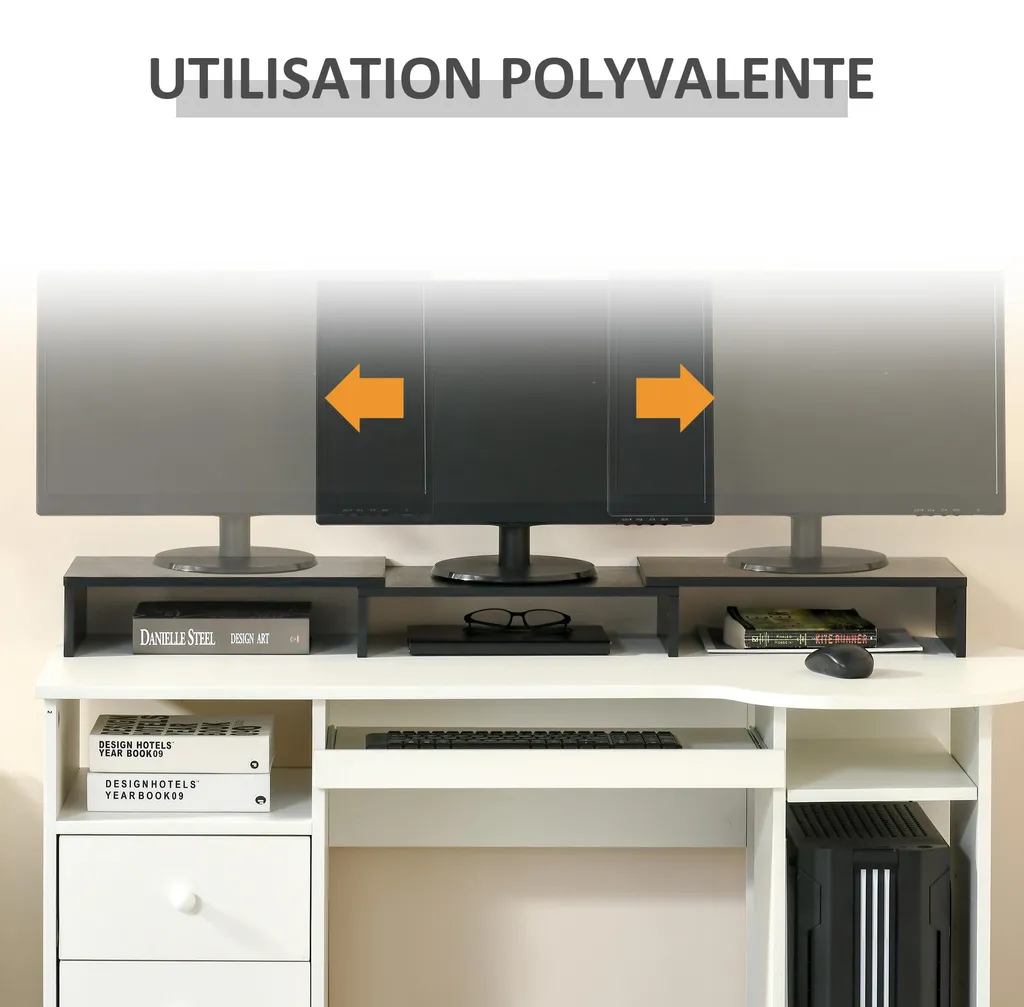 Support écran PC pour bureau, rehausseur extensible et réglable noir - 8