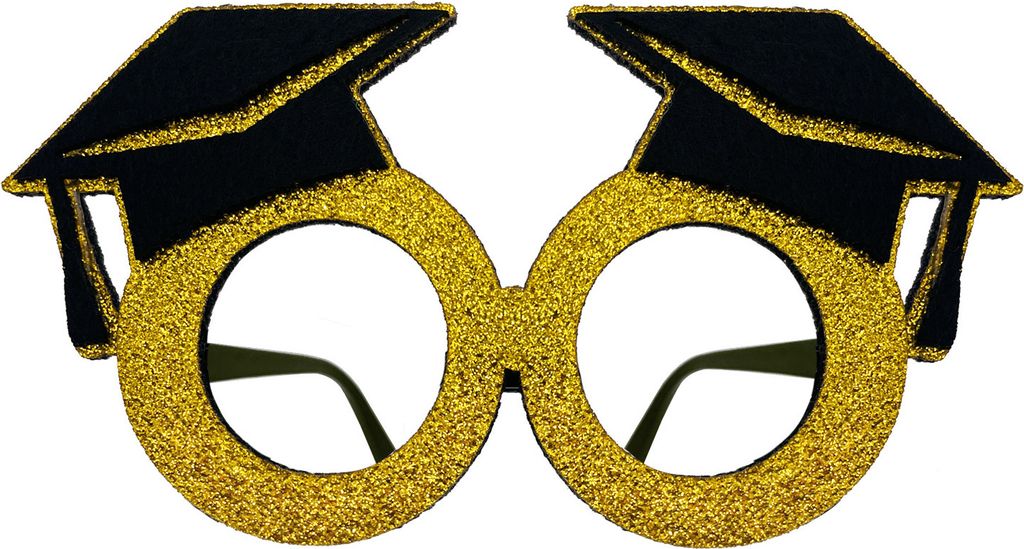 Oblique Unique Brille Prüfung bestanden mit Doktorhut und Produktbild 