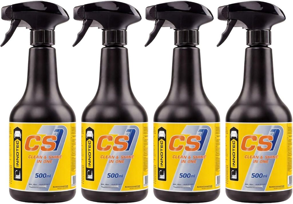 4 Stück INNOTEC CS1 Clean & Shine In One 500 ml – Reiniger & Glanzspray für Autos, Motorräder, Fenster, Kunststoff, Möbel & lackierte Oberfl...
