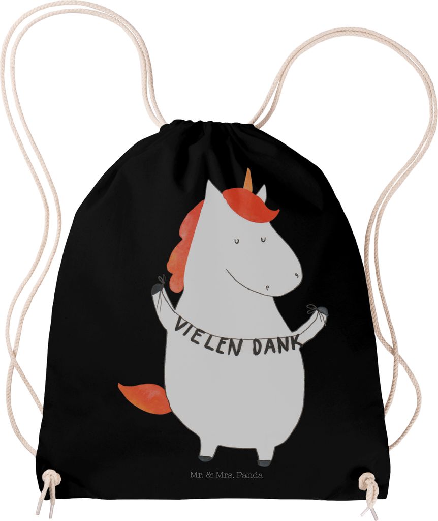 Mr. & Mrs. Panda Alltagstasche Einhorn Dankeschön - Schwarz - Geschenk, kordelzugbeutel, Einhörner, Turnbeutel, Danksagung, wander rucksack, Ruck...