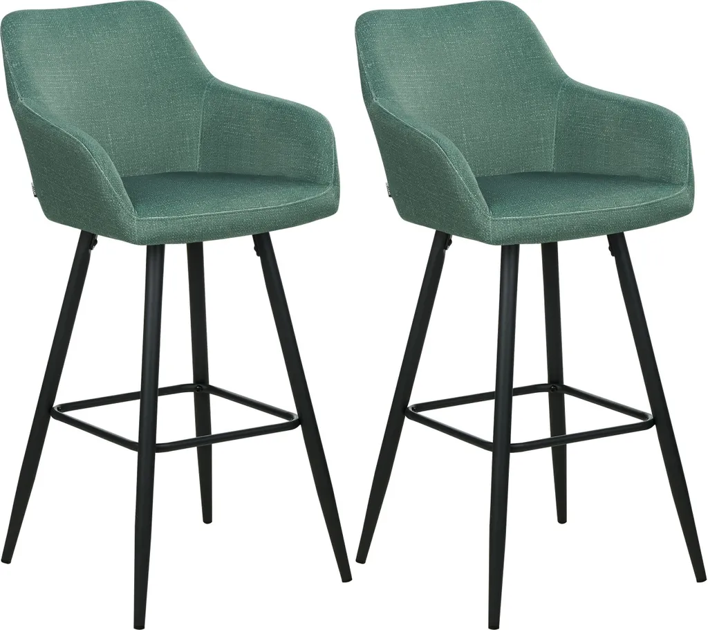 Chaise de bar confortable en velours vert pour comptoir et îlot central