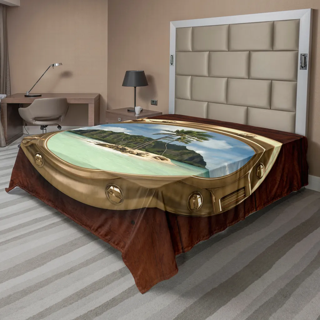 Drap de Dessus Décoratif Paysage Exotique et Falaises 266 x 260 cm