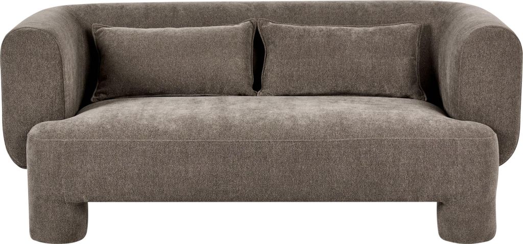 BELIANI 3-Sitzer Sofa Braun Stoff Gepolstert mit Kissen Dicke Beine Breite Armlehnen Organisches Modernes Design Wohnzimmersofa Polstersofa Stoffsofa