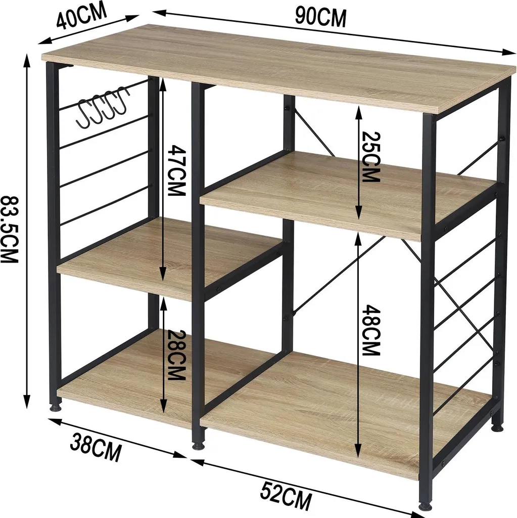 Support Micro-ondes pour Optimiser le Rangement Cuisine Chêne et Gris - 3