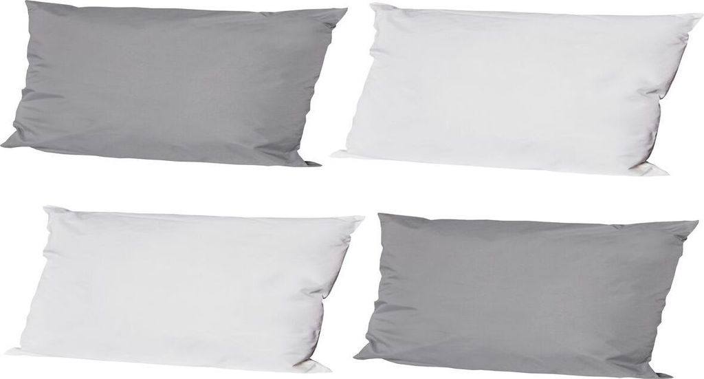 JACK 4x Outdoor Lounge Kissen 30x50cm viele Farben Dekokissen inkl. Füllung Wasserfest Sitzkissen Garten Stuhl, Farbe:2x Elfenbein - 2x Grau