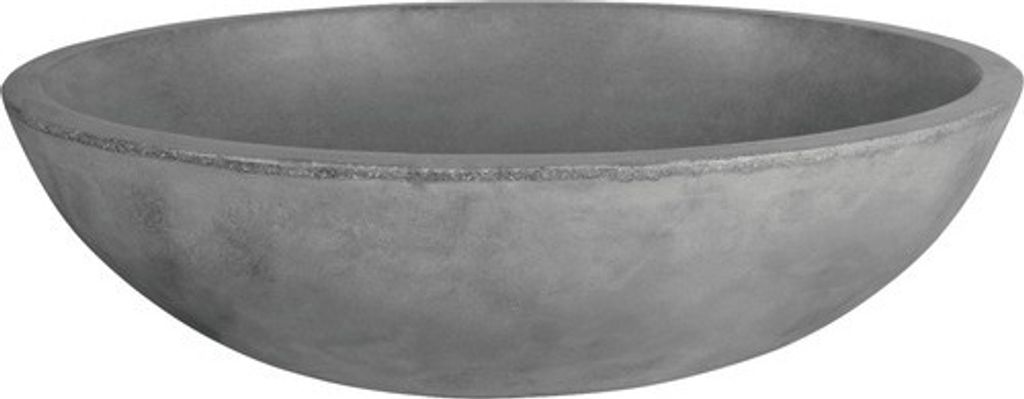 A gray concrete sink basin is shown from a side angle against a white background.