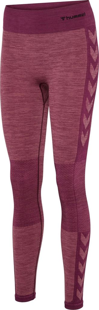 HUMMEL hmlCLEA SEAMLESS MID WAIST TIGHTS, GRAPE WINE/CRUSHED BERRY MEL, XS