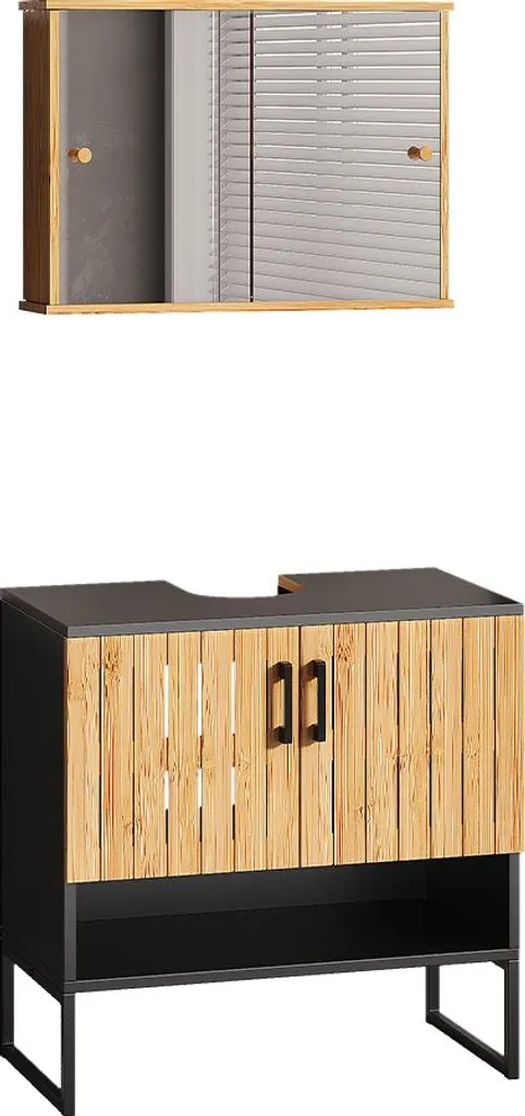 Meubles de salle de bain Vicco Vayra Bambou 2 pièces - Modèle 56195