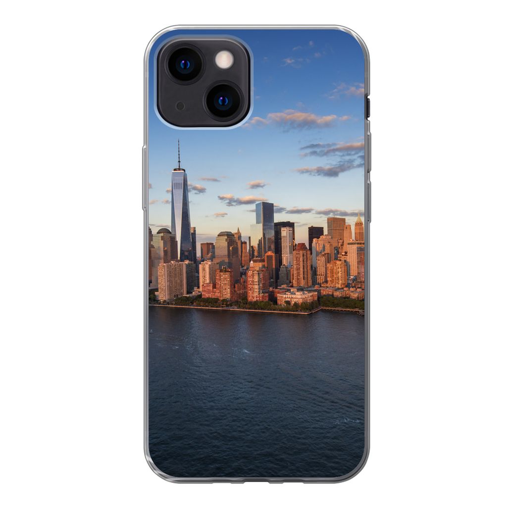 MuchoWow Handyhülle Schutzhülle Hülle für iPhone 13 mini New York - Skyline - Boot Silikon Softcase Handy Hülle - Softcase