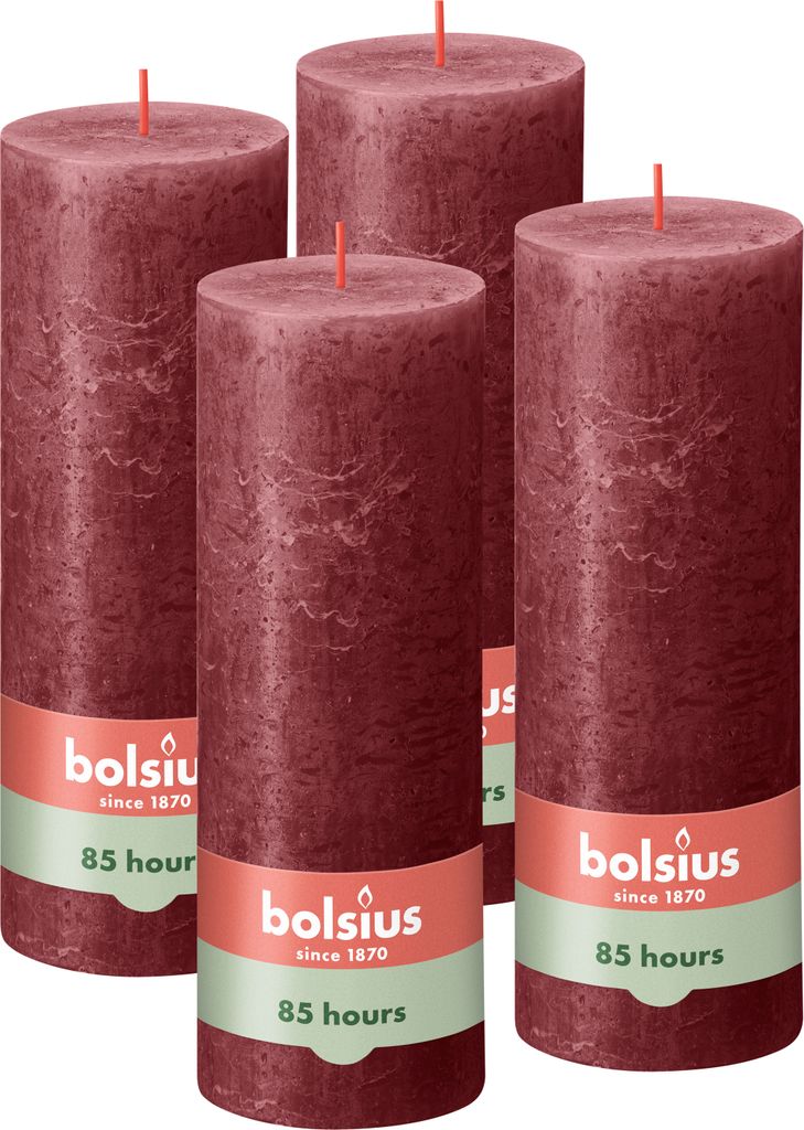 Bolsius 4er Set Kerzen, 19cm, rot