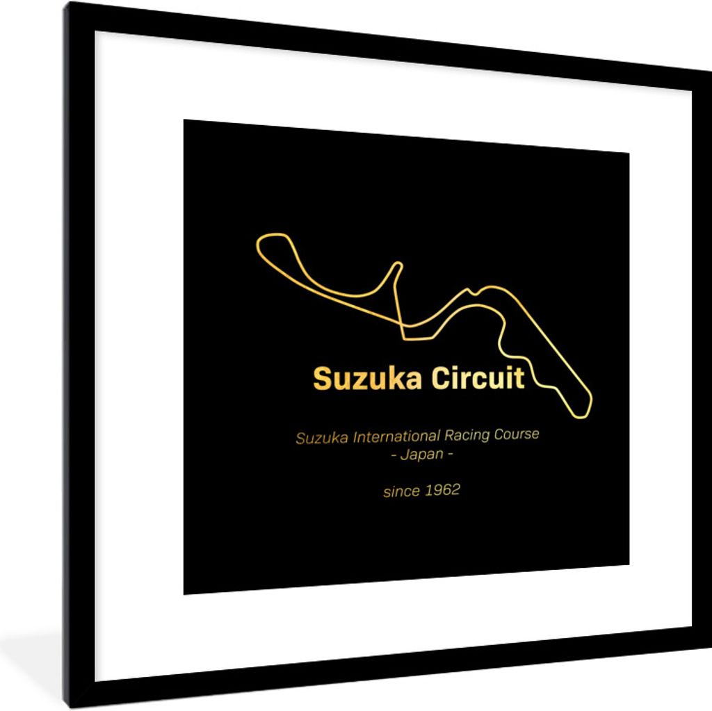 MuchoWow Gerahmtes Poster Suzuka - F1 - Rennstrecke 40x40 cm - Poster mit Schwarzem Bilderrahmen Wandposter Rahmen Foto Bilder - Poster - Plakat ...