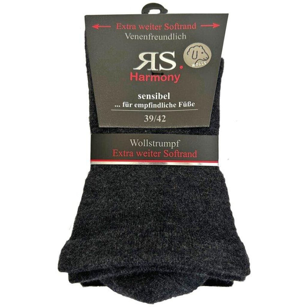 RS Harmony Wollsocken extra weit ohne Gummi Schwarz Produktbild 
