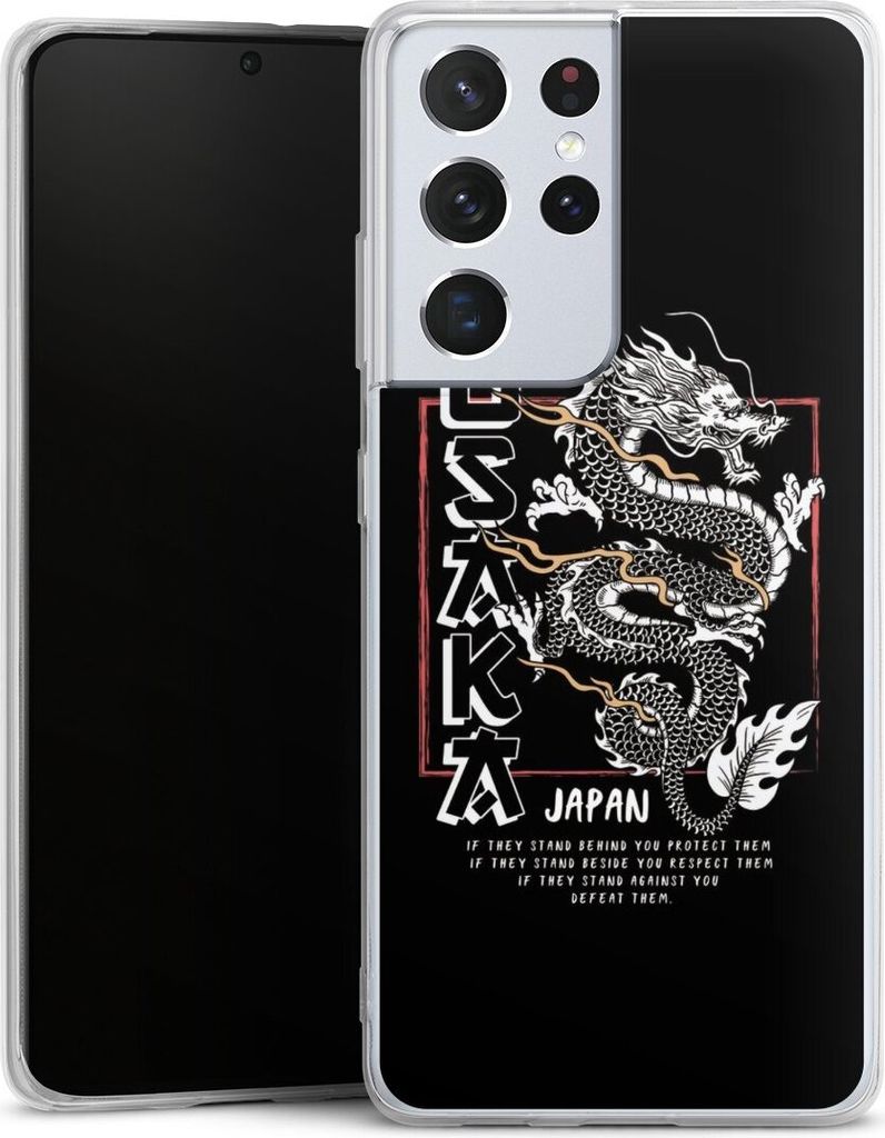 DeinDesign Handyhülle für Samsung Galaxy S21 Ultra 5G Silikon Hülle Case Smartphone Schutzhülle Drache Japan Meer