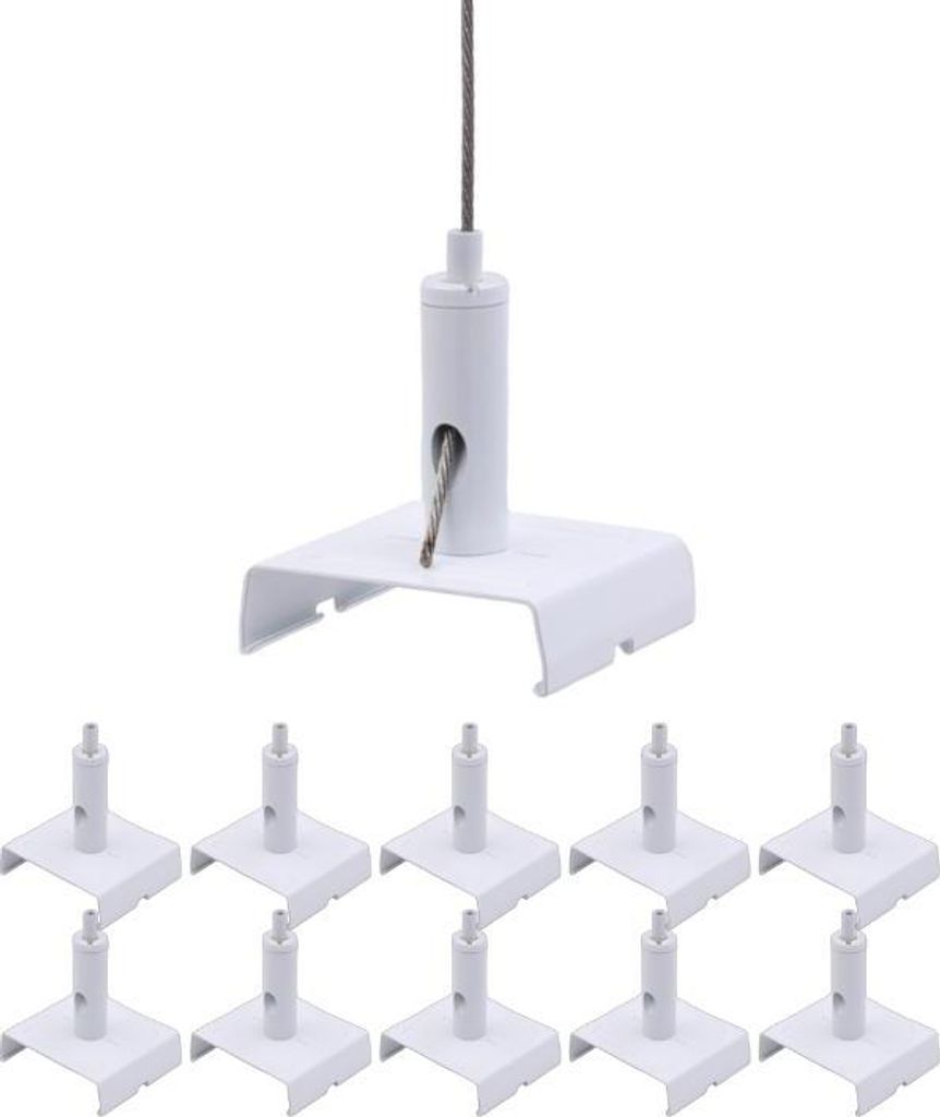 10x Drahtseilhalter / Gripper 15, mit Clip für eckige IVELA 3-Phasen-Stromschienen | weiß