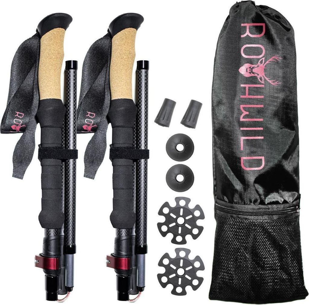 Rothwild faltbare Carbon-Wanderstöcke kurz - Platzhirsch 105-125 cm